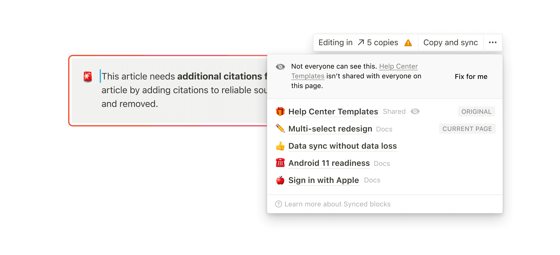A mockup of the permission aid menu.