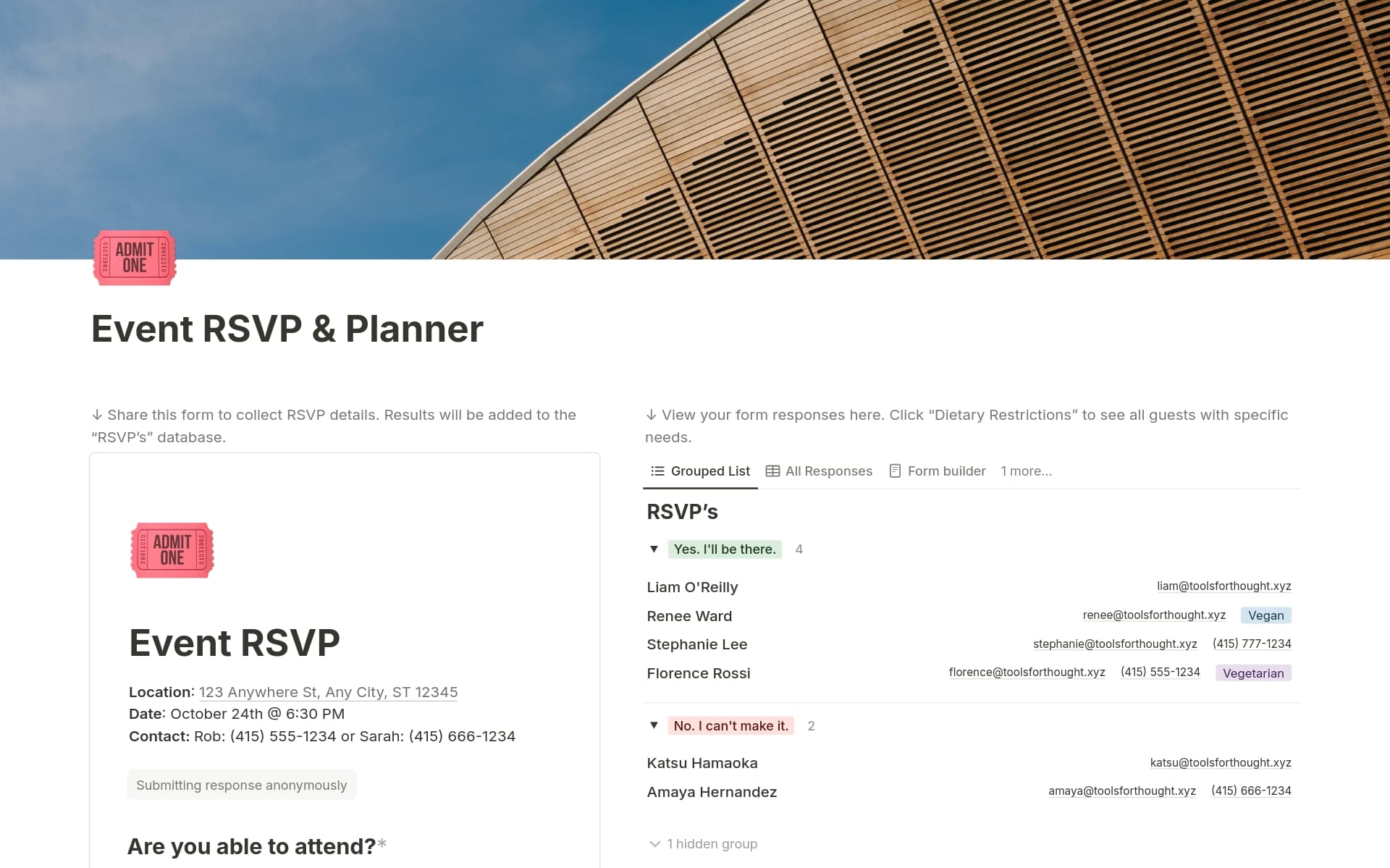 A template preview for Event RSVP & Planner